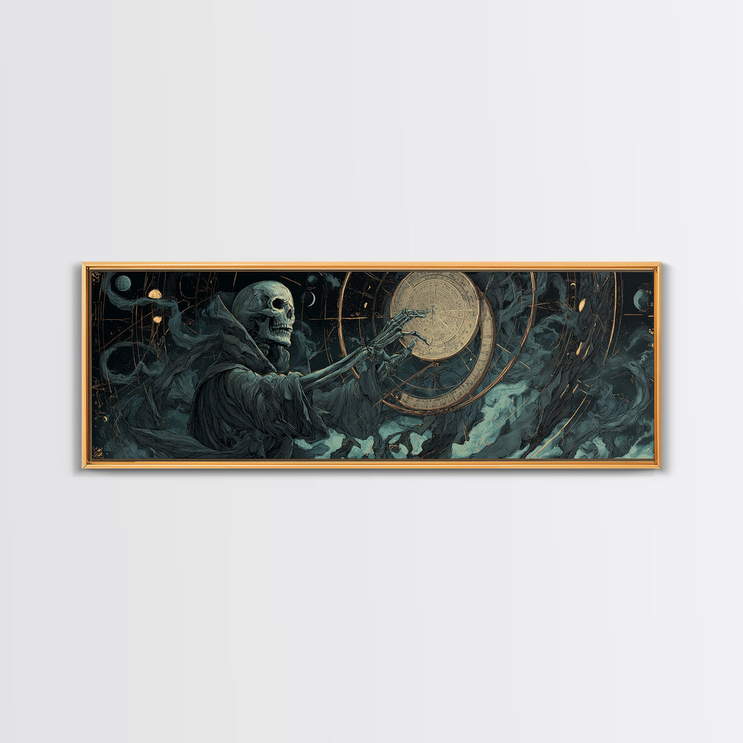The Astronomer Of The Hollow Sky, Extra Wide Wall Art, Eldritch Gothic Decor, Framed Canvas Print, Halloween Wall Decor, Gothic Home Decor