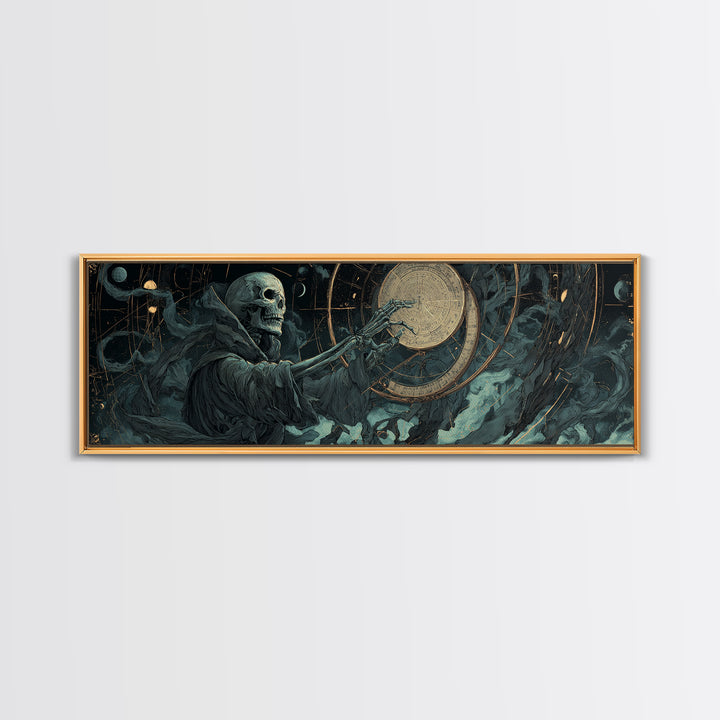 The Astronomer Of The Hollow Sky, Extra Wide Wall Art, Eldritch Gothic Decor, Framed Canvas Print, Halloween Wall Decor, Gothic Home Decor