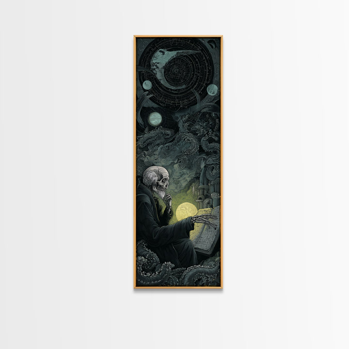 The Astronomer Of The Hollow Sky, Tall Narrow Wall Art, Haunted Gothic Art, Canvas Print, Halloween Wall Decor, Gothic Home Decor