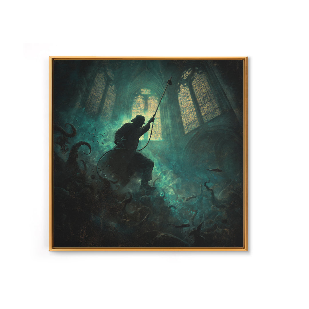 The Bellringer Of The Sunken Cathedral, Square Wall Art, Spooky Home Decor, Framed Canvas Print, Halloween Wall Decor, Gothic Home Decor