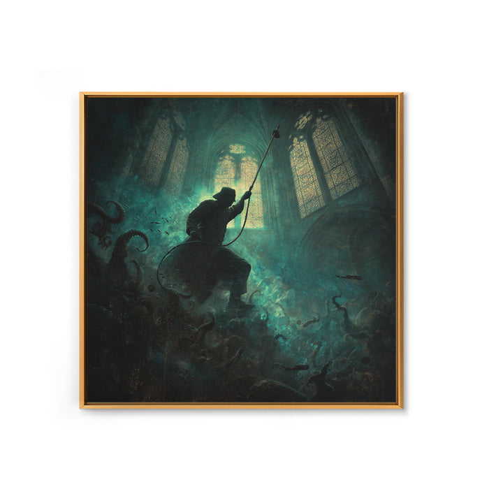 The Bellringer Of The Sunken Cathedral, Square Wall Art, Spooky Home Decor, Framed Canvas Print, Halloween Wall Decor, Gothic Home Decor