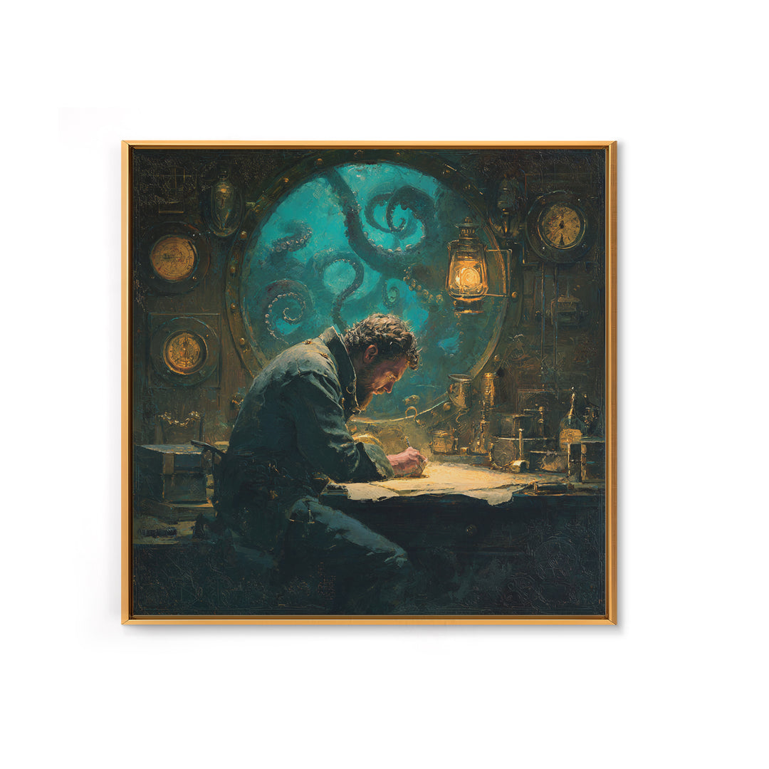 The Mapmaker Of Impossible Shores, Square Wall Art, Cosmic Horror Wall Art, Canvas Print, Halloween Wall Decor, Gothic Home Decor