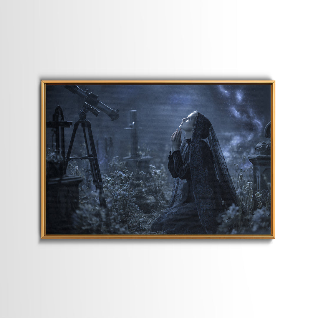 The Widow Of The Whispering Comet, Landscape Wall Art, Lovecraftian Horror Art, Canvas Print, Halloween Wall Decor, Gothic Home Decor