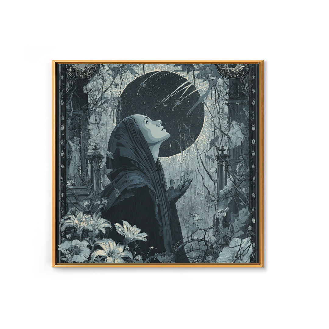 The Widow Of The Whispering Comet, Square Wall Art, Haunted Gothic Art, Canvas Print, Halloween Wall Decor, Gothic Home Decor