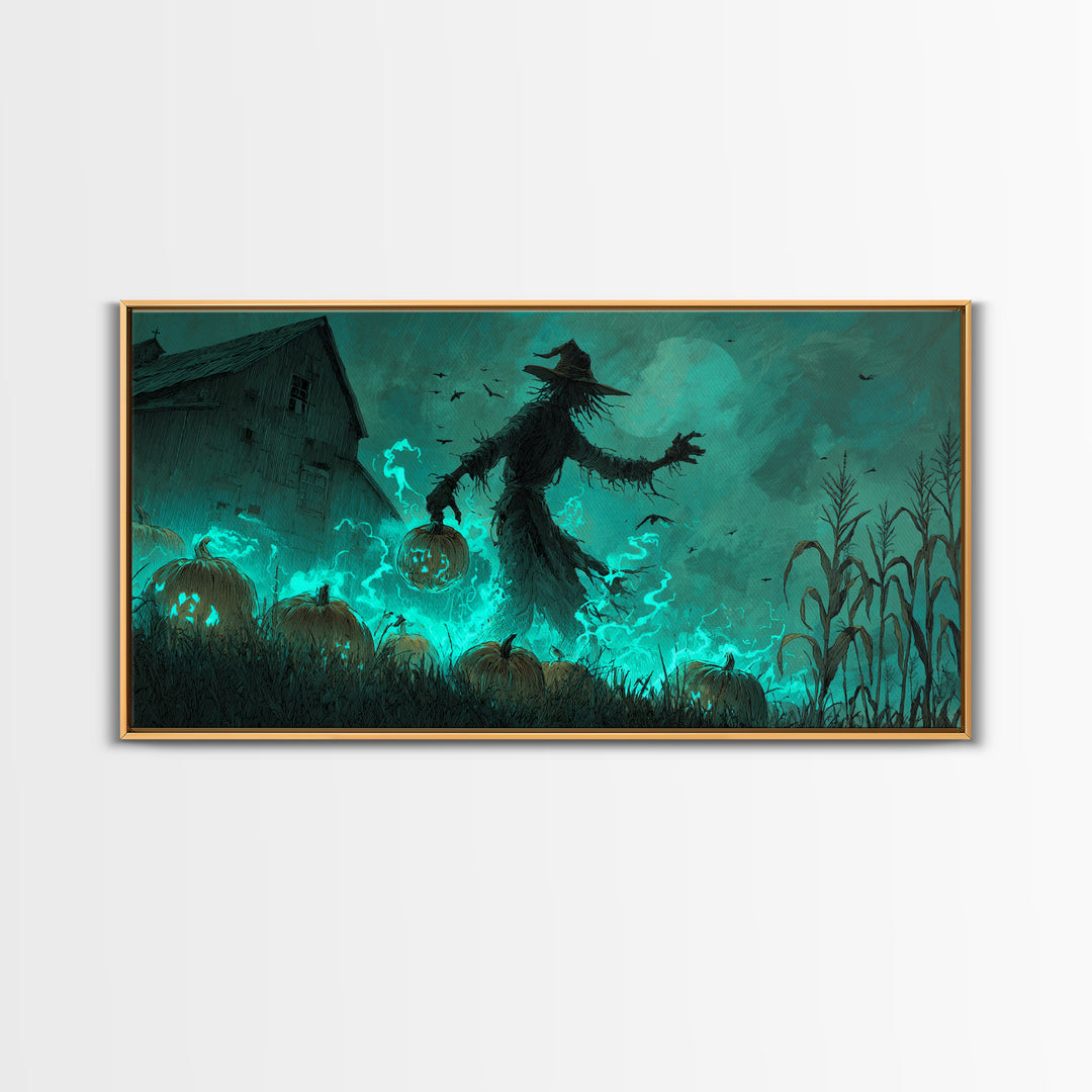 The Harvest Of The Eldritch Field, Wide Panoramic Art, Eldritch Gothic Decor, Framed Canvas Print, Halloween Wall Decor, Gothic Home Decor