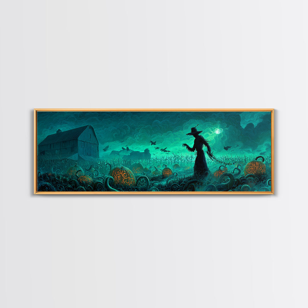 The Harvest Of The Eldritch Field, Extra Wide Wall Art, Macabre Wall Art, Canvas Print, Halloween Wall Decor, Gothic Home Decor