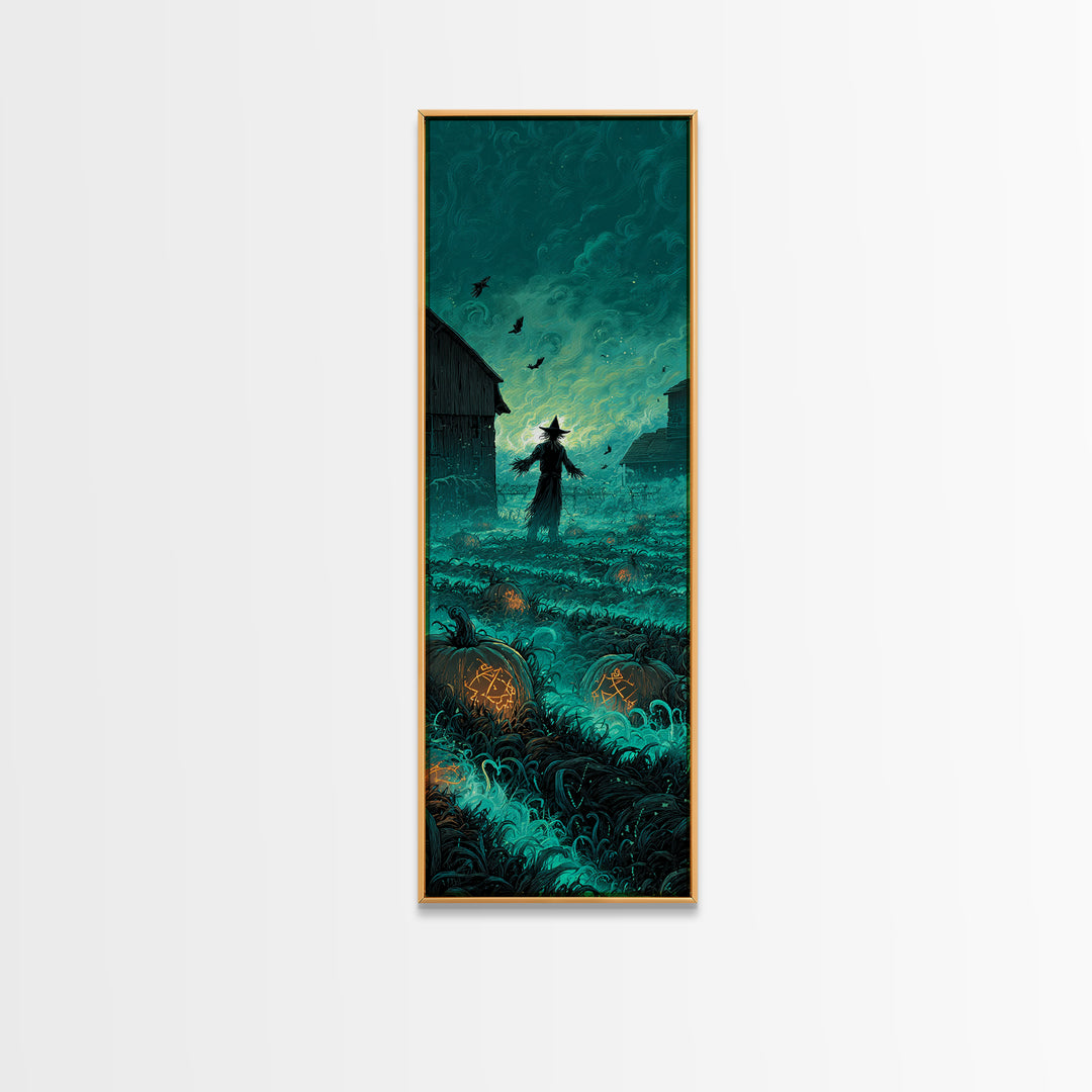 The Harvest Of The Eldritch Field, Tall Narrow Wall Art, Cosmic Horror Wall Art, Framed Canvas Print, Halloween Wall Decor