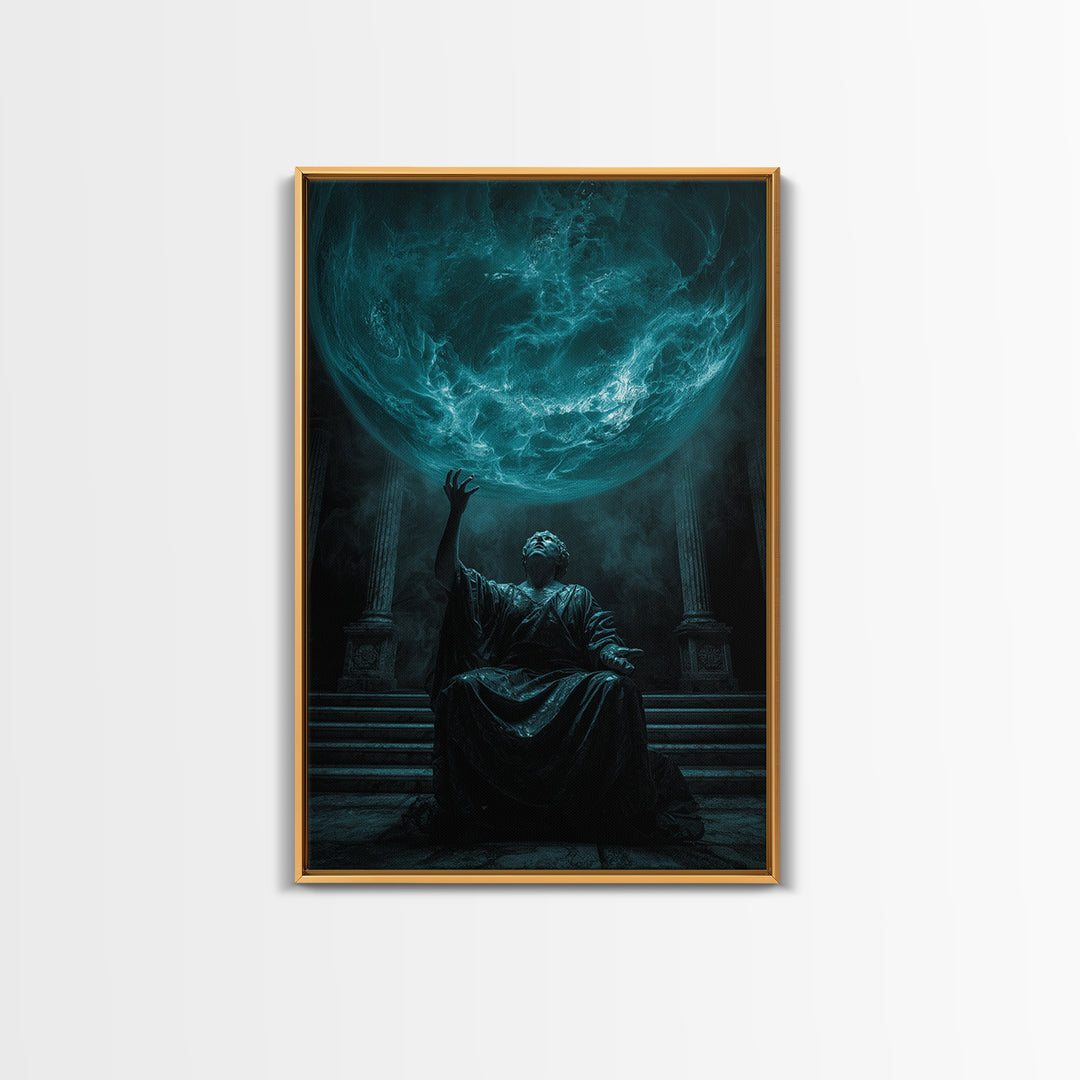 The Oracle Of The Glass Depths, Vertical Wall Art, Dark Fantasy Wall Art, Framed Canvas Print, Halloween Wall Decor, Gothic Home Decor