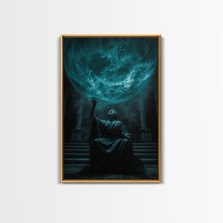 The Oracle Of The Glass Depths, Vertical Wall Art, Dark Fantasy Wall Art, Framed Canvas Print, Halloween Wall Decor, Gothic Home Decor