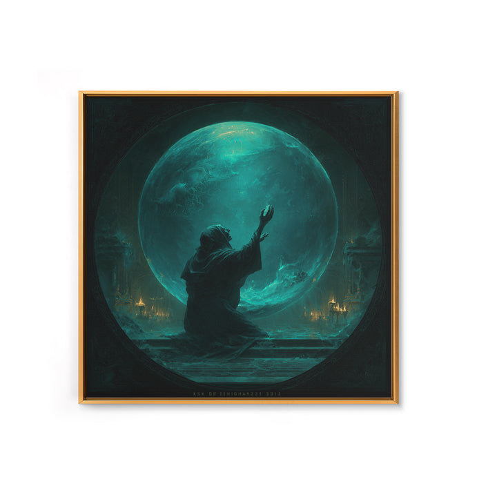 The Oracle Of The Glass Depths, Square Wall Art, Lovecraftian Horror Art, Framed Canvas Print, Halloween Wall Decor, Gothic Home Decor
