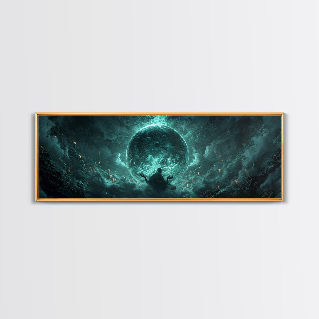 The Oracle Of The Glass Depths, Extra Wide Wall Art, Haunted Gothic Art, Framed Canvas Print, Halloween Wall Decor, Gothic Home Decor