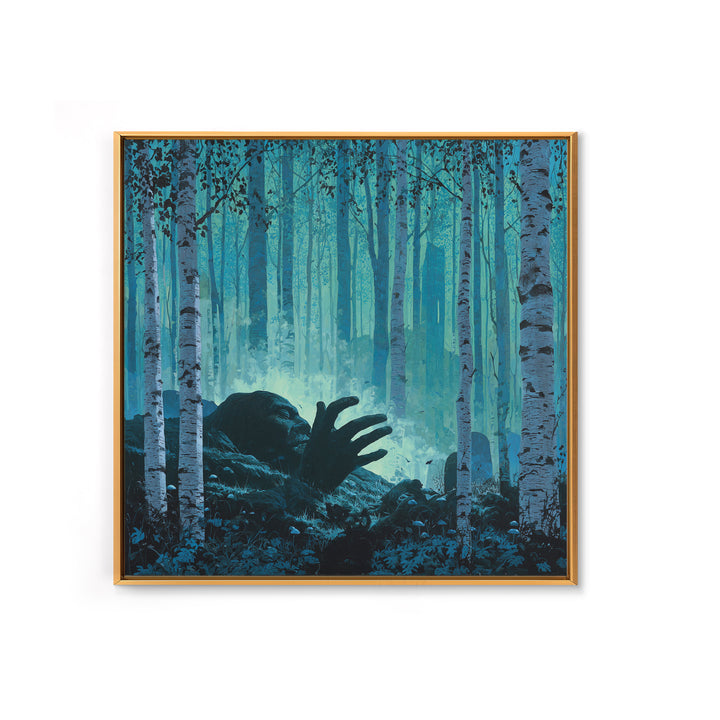 The Sleeper In The Birch Grove, Square Wall Art, Gothic Horror Wall Art, Framed Canvas Print, Halloween Wall Decor, Gothic Home Decor