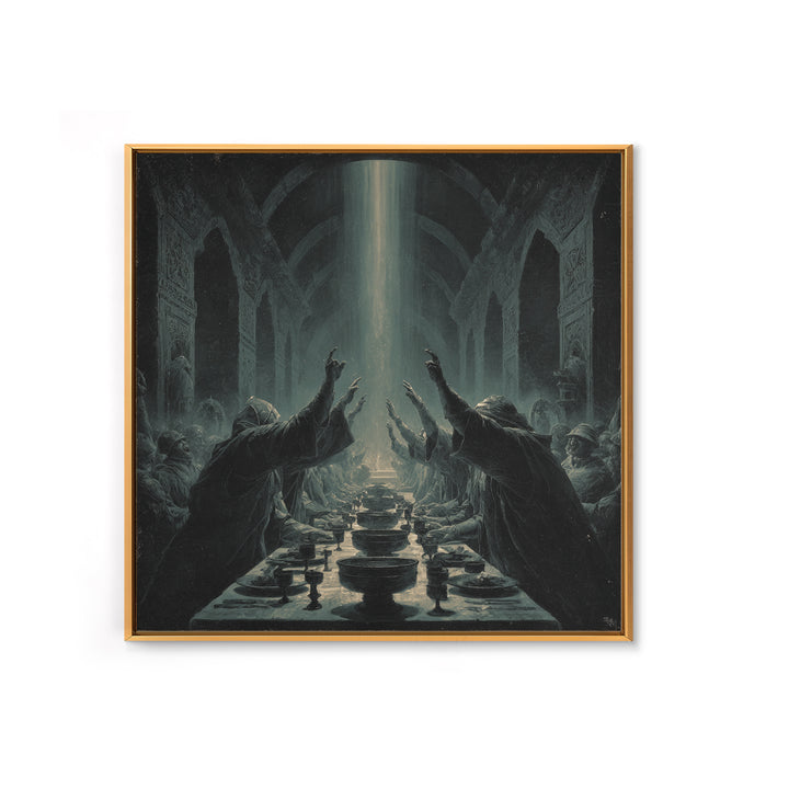 The Feast Of The Pale Cult, Square Wall Art, Macabre Wall Art, Canvas Print, Halloween Wall Decor, Gothic Home Decor, Halloween Decor