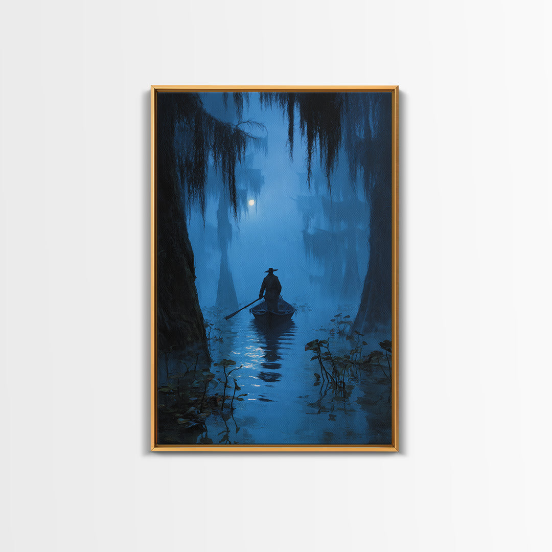 The Ferryman Of The Outer Marsh, Vertical Wall Art, Lovecraftian Horror Art, Canvas Print, Halloween Wall Decor, Gothic Home Decor