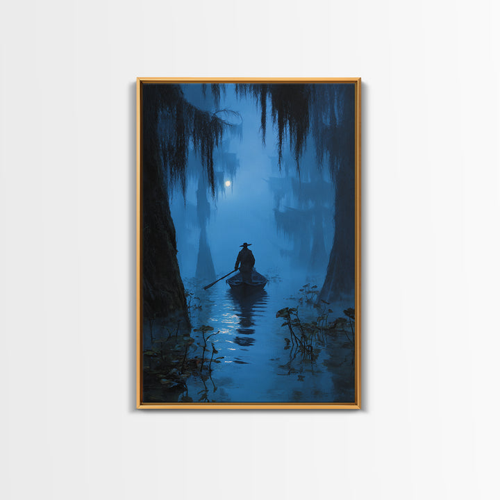 The Ferryman Of The Outer Marsh, Vertical Wall Art, Lovecraftian Horror Art, Canvas Print, Halloween Wall Decor, Gothic Home Decor