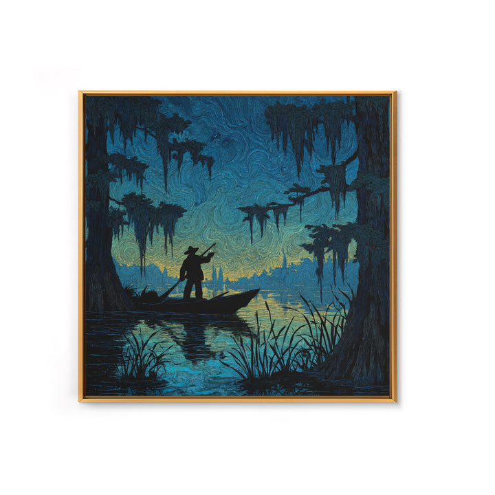The Ferryman Of The Outer Marsh, Square Wall Art, Lovecraftian Horror Art, Framed Canvas Print, Halloween Wall Decor, Gothic Home Decor