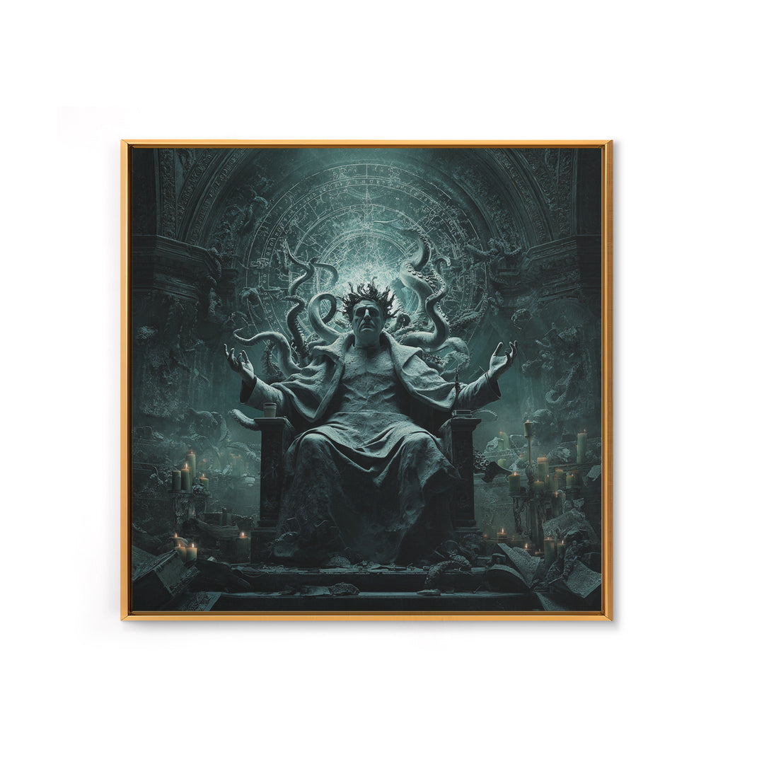 The Crown Of The Tentacled Saint, Square Wall Art, Dark Halloween Decor, Framed Canvas Print, Halloween Wall Decor, Gothic Home Decor