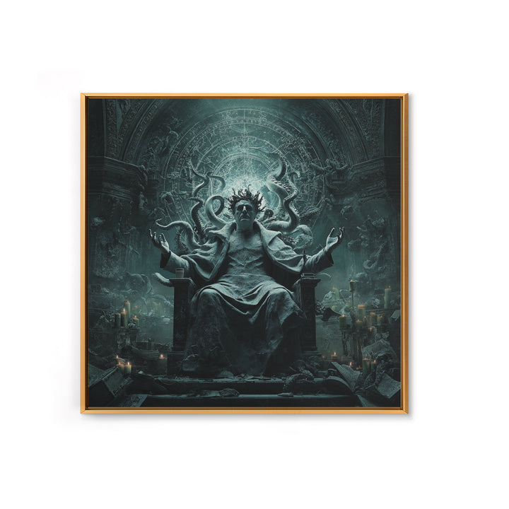The Crown Of The Tentacled Saint, Square Wall Art, Dark Halloween Decor, Framed Canvas Print, Halloween Wall Decor, Gothic Home Decor