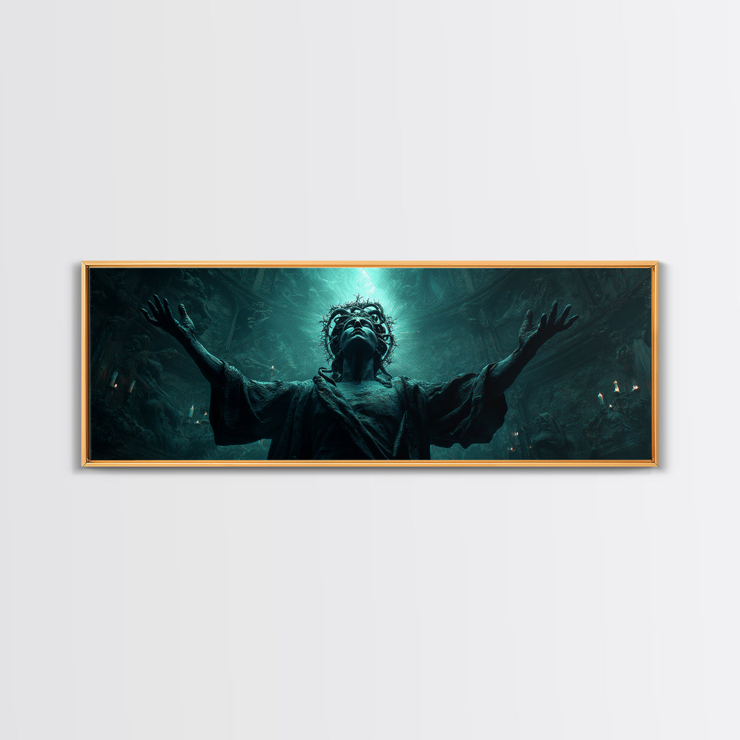 The Crown Of The Tentacled Saint, Extra Wide Wall Art, Dark Fantasy Wall Art, Canvas Print, Halloween Wall Decor, Gothic Home Decor