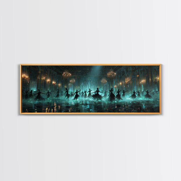The Ballroom Of Silent Shoggoths, Extra Wide Wall Art, Cosmic Horror Wall Art, Framed Canvas Print, Halloween Wall Decor, Gothic Home Decor
