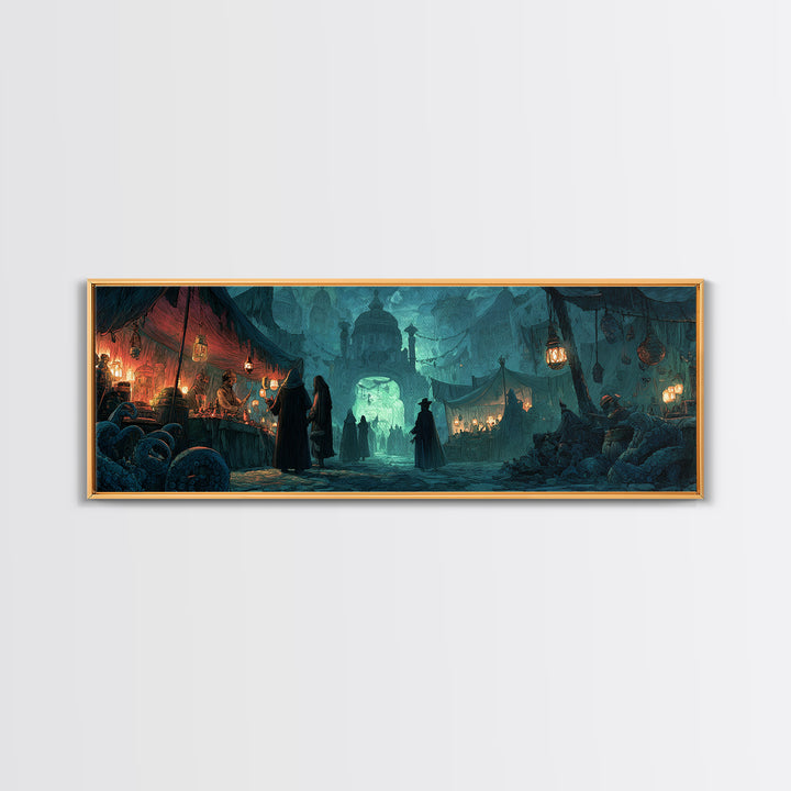 The Lantern Market Beyond The Veil, Extra Wide Wall Art, Macabre Wall Art, Canvas Print, Halloween Wall Decor, Gothic Home Decor