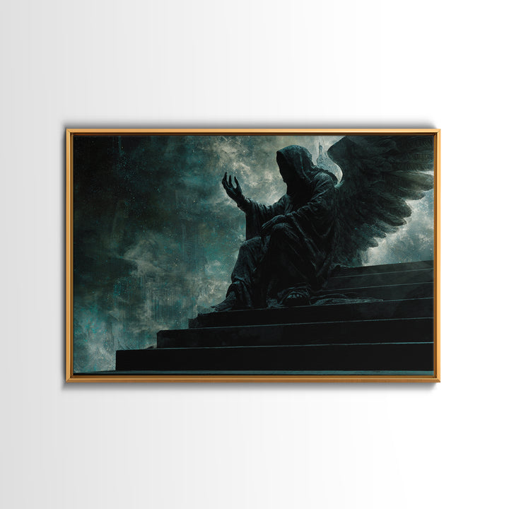 The Moth Prophet Of Kadath, Landscape Wall Art, Lovecraftian Horror Art, Framed Canvas Print, Halloween Wall Decor, Gothic Home Decor