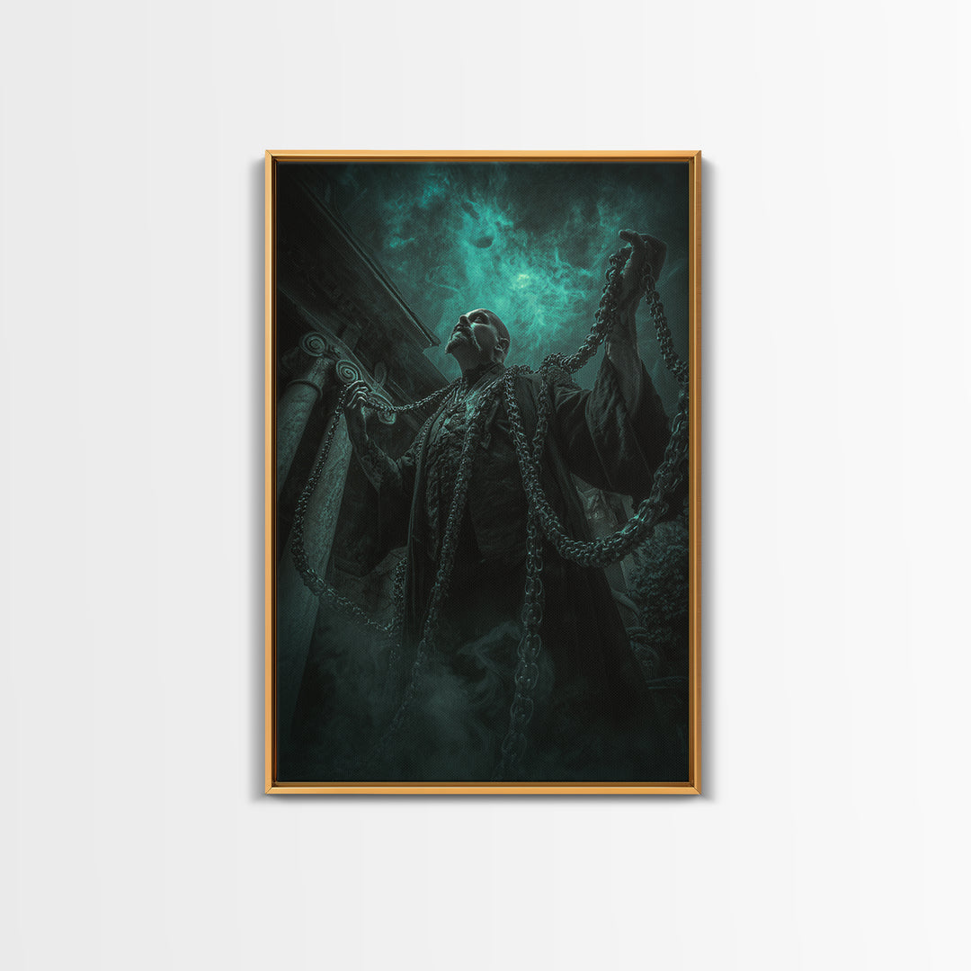 The Moonlit Shoggoth Menagerie, Vertical Wall Art, Macabre Wall Art, Framed Canvas Print, Halloween Wall Decor, Gothic Home Decor