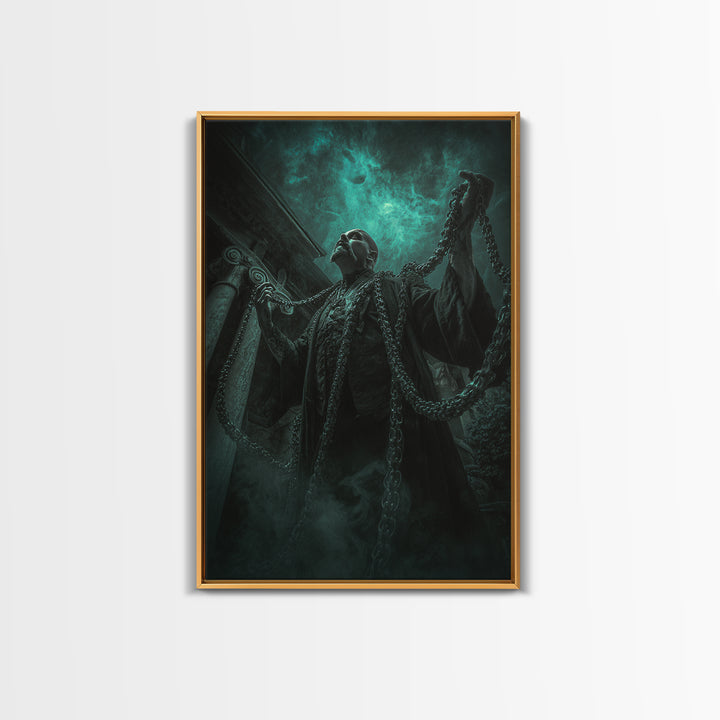 The Moonlit Shoggoth Menagerie, Vertical Wall Art, Macabre Wall Art, Framed Canvas Print, Halloween Wall Decor, Gothic Home Decor