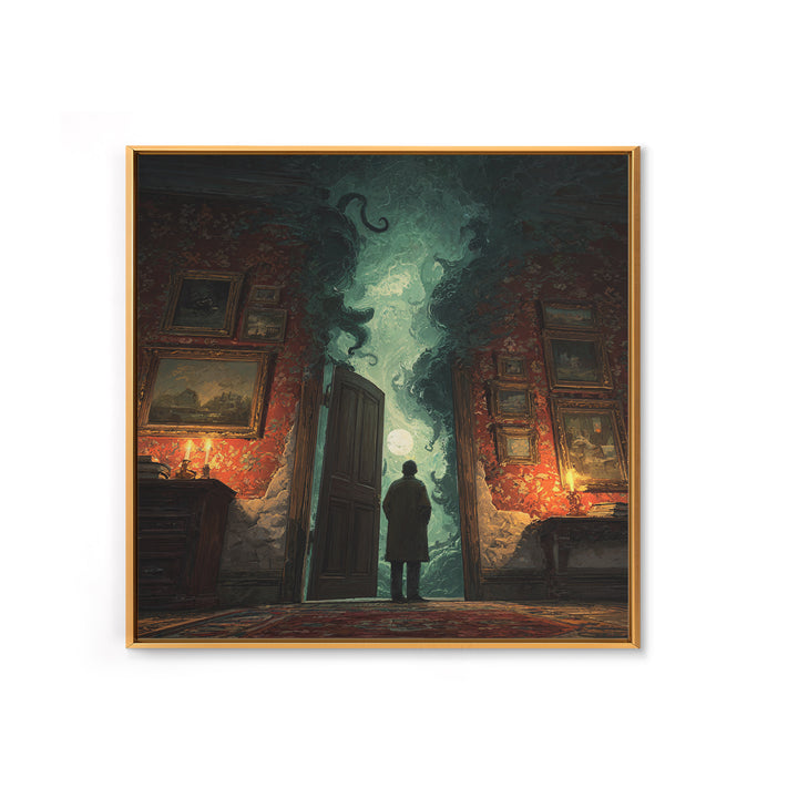 The Thirteenth Door Of Arkham House, Square Wall Art, Dark Fantasy Wall Art, Canvas Print, Halloween Wall Decor, Gothic Home Decor