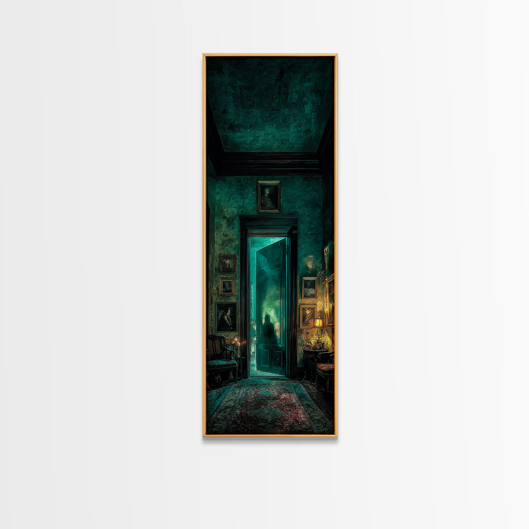 The Thirteenth Door Of Arkham House, Tall Narrow Wall Art, Spooky Home Decor, Canvas Print, Halloween Wall Decor, Gothic Home Decor