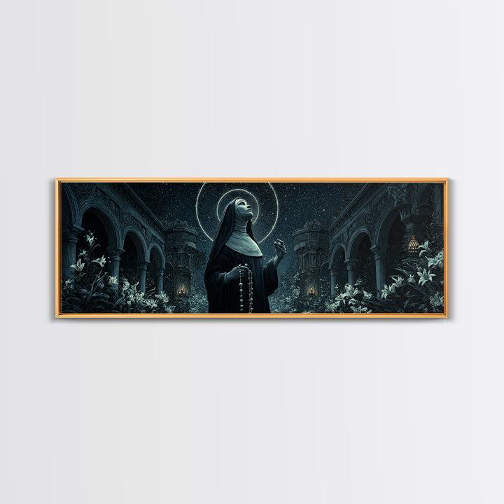 The Nun Of The Endless Constellation, Extra Wide Wall Art, Dark Fantasy Wall Art, Canvas Print, Halloween Wall Decor, Gothic Home Decor