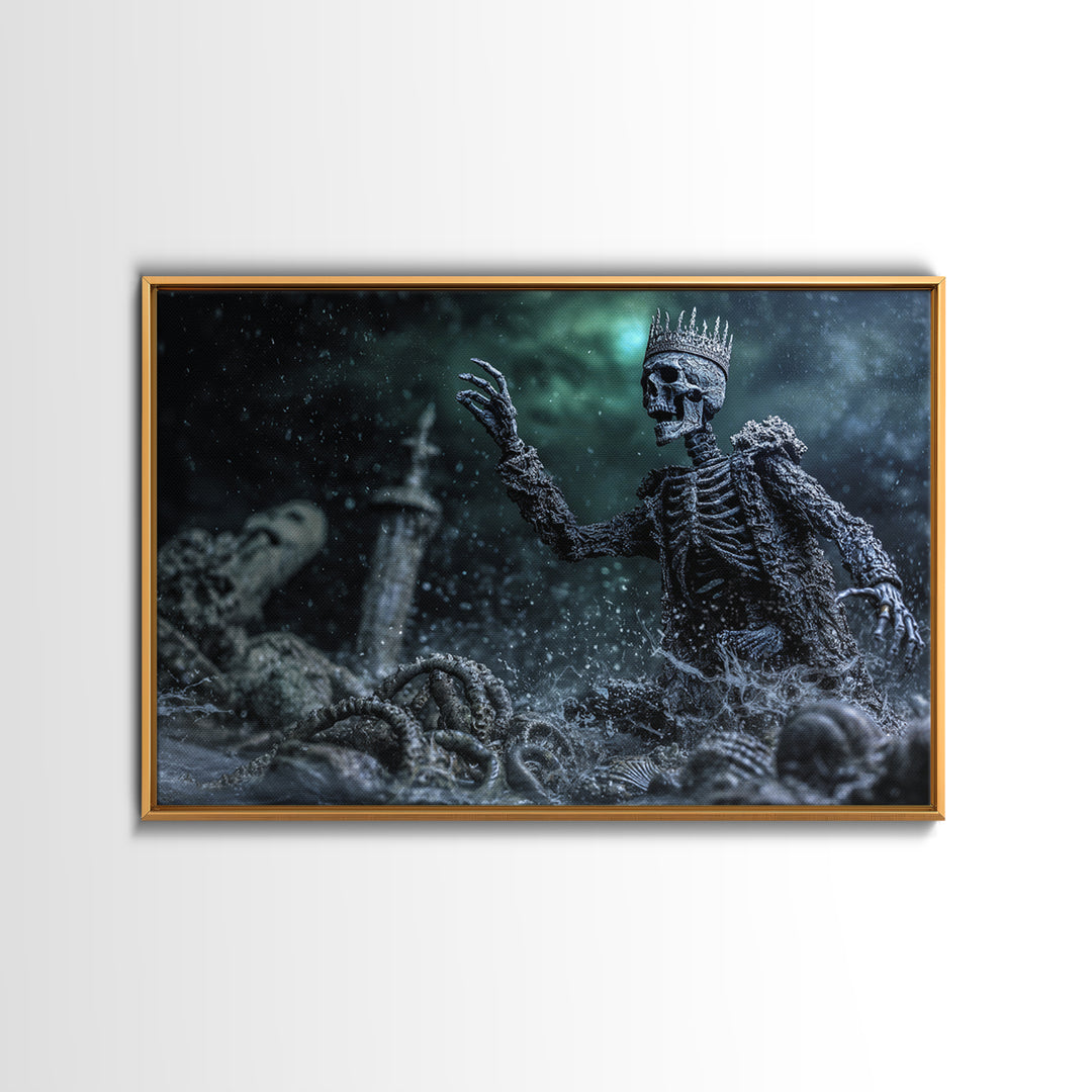 The Salt King Of The Black Shore, Landscape Wall Art, Lovecraftian Horror Art, Canvas Print, Halloween Wall Decor, Gothic Home Decor