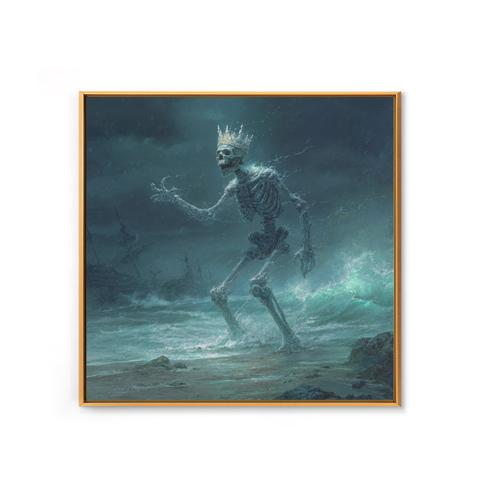 The Salt King Of The Black Shore, Square Wall Art, Dark Halloween Decor, Framed Canvas Print, Halloween Wall Decor, Gothic Home Decor