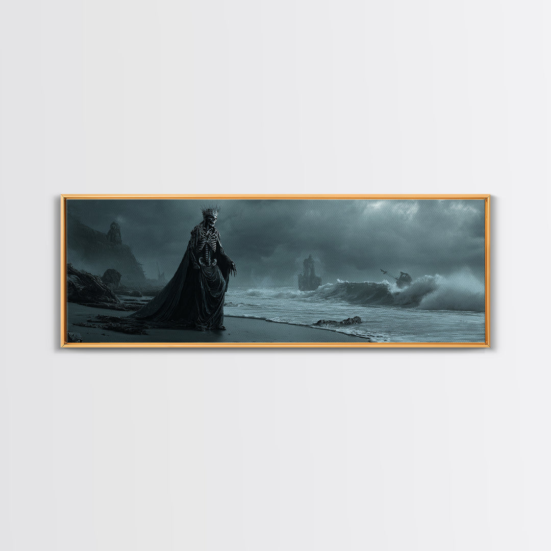 The Salt King Of The Black Shore, Extra Wide Wall Art, Gothic Horror Wall Art, Framed Canvas Print, Halloween Wall Decor, Gothic Home Decor