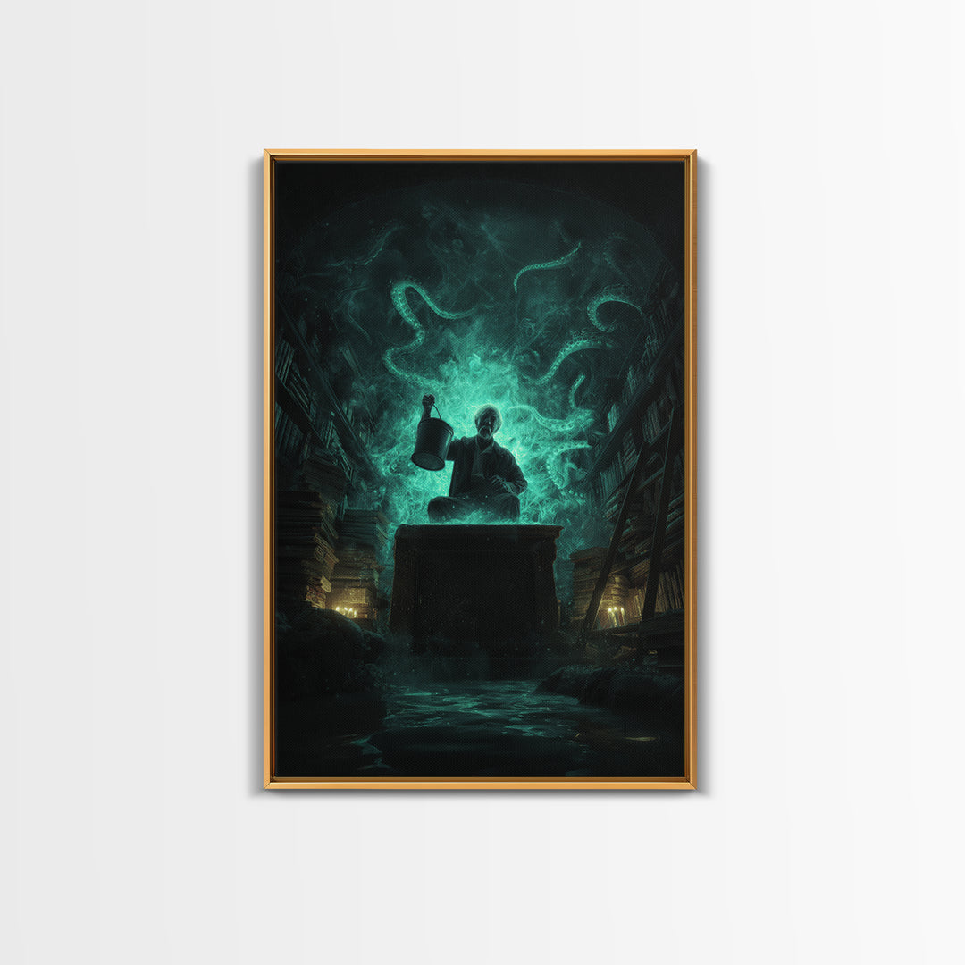 The Dreamwell Beneath Miskatonic, Vertical Wall Art, Dark Fantasy Wall Art, Canvas Print, Halloween Wall Decor, Gothic Home Decor