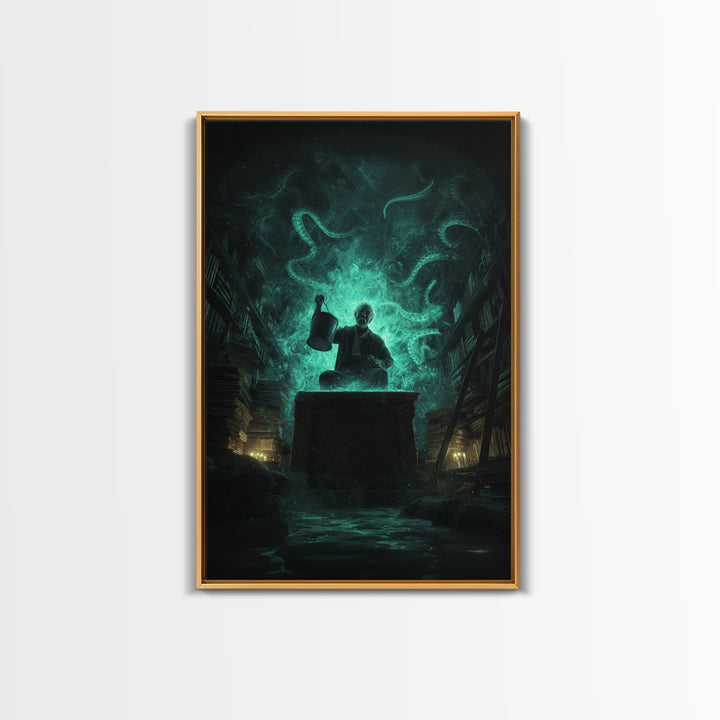 The Dreamwell Beneath Miskatonic, Vertical Wall Art, Dark Fantasy Wall Art, Canvas Print, Halloween Wall Decor, Gothic Home Decor