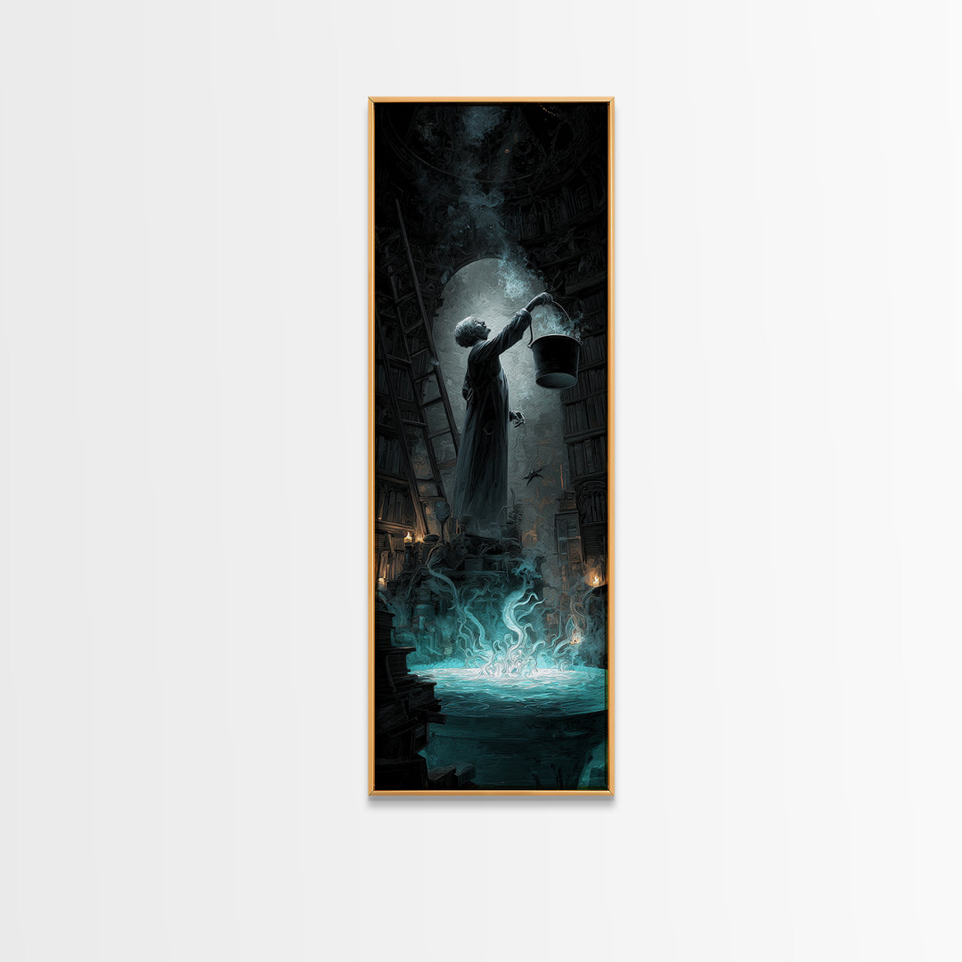 The Dreamwell Beneath Miskatonic, Tall Narrow Wall Art, Cosmic Horror Wall Art, Framed Canvas Print, Halloween Wall Decor, Gothic Home Decor