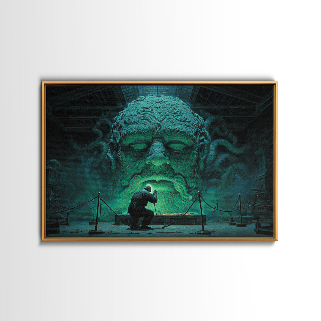 The Custodian Of The Whispering Idol, Landscape Wall Art, Dark Halloween Decor, Canvas Print, Halloween Wall Decor, Gothic Home Decor