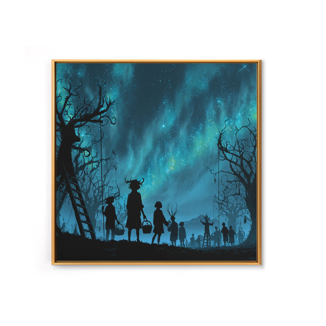 The Children Of The Star Orchard, Square Wall Art, Eldritch Gothic Decor, Framed Canvas Print, Halloween Wall Decor, Gothic Home Decor
