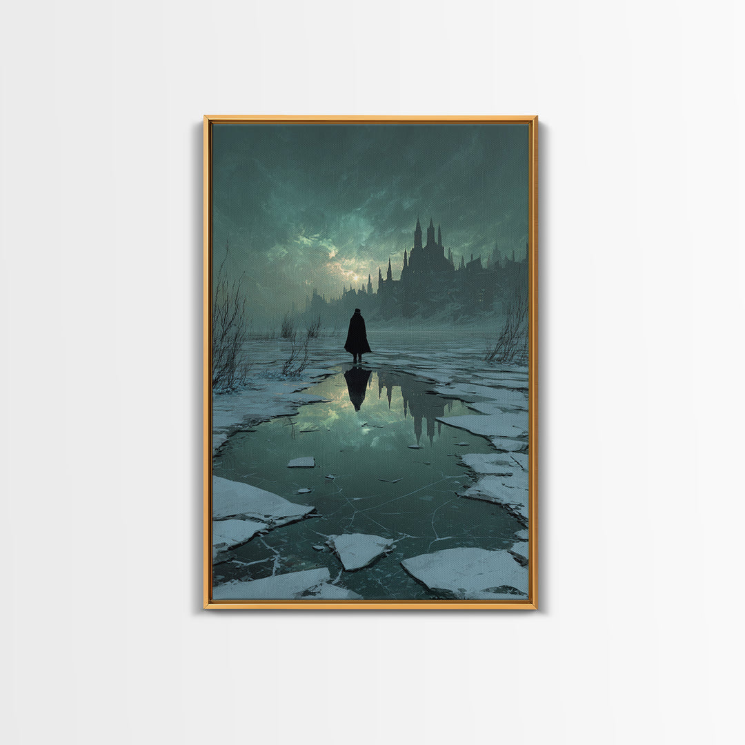 The Frost Beyond Carcosa, Vertical Wall Art, Eldritch Gothic Decor, Framed Canvas Print, Halloween Wall Decor, Gothic Home Decor