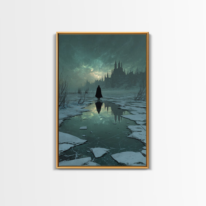 The Frost Beyond Carcosa, Vertical Wall Art, Eldritch Gothic Decor, Framed Canvas Print, Halloween Wall Decor, Gothic Home Decor