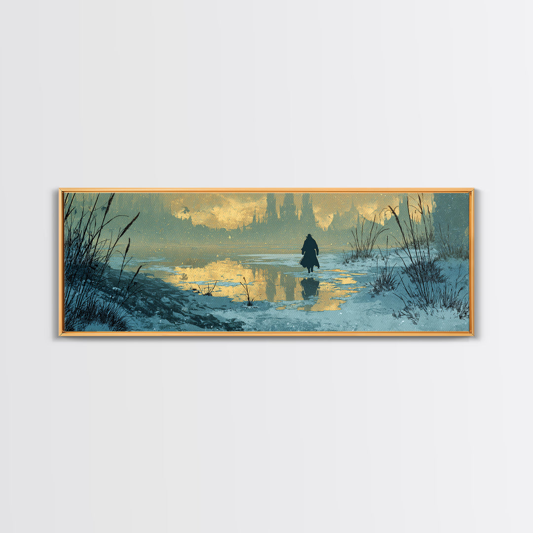 The Frost Beyond Carcosa, Extra Wide Wall Art, Haunted Gothic Art, Framed Canvas Print, Halloween Wall Decor, Gothic Home Decor