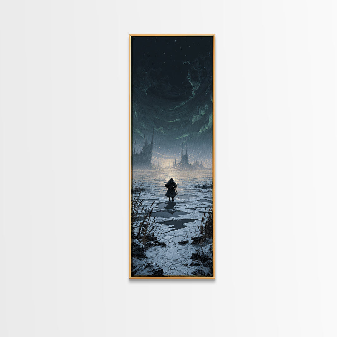 The Frost Beyond Carcosa, Tall Narrow Wall Art, Gothic Horror Wall Art, Framed Canvas Print, Halloween Wall Decor, Gothic Home Decor