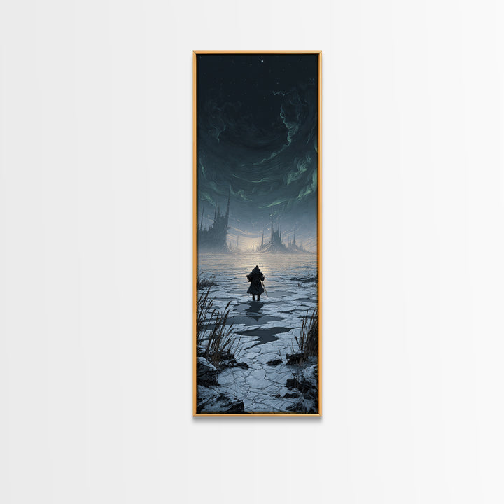 The Frost Beyond Carcosa, Tall Narrow Wall Art, Gothic Horror Wall Art, Framed Canvas Print, Halloween Wall Decor, Gothic Home Decor
