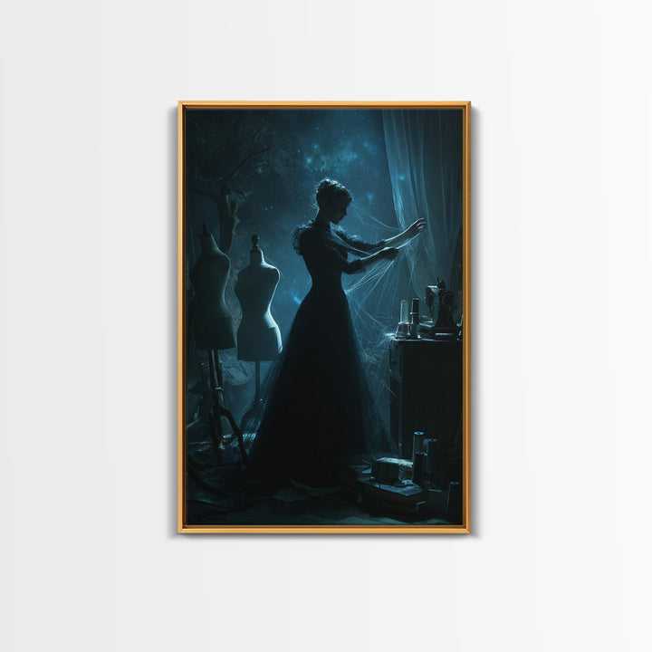 The Seamstress Of Living Nebulae, Vertical Wall Art, Eldritch Gothic Decor, Canvas Print, Halloween Wall Decor, Gothic Home Decor