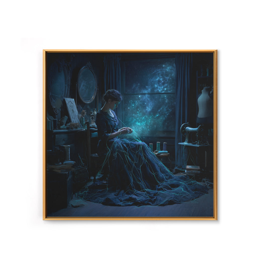 The Seamstress Of Living Nebulae, Square Wall Art, Macabre Wall Art, Framed Canvas Print, Halloween Wall Decor, Gothic Home Decor
