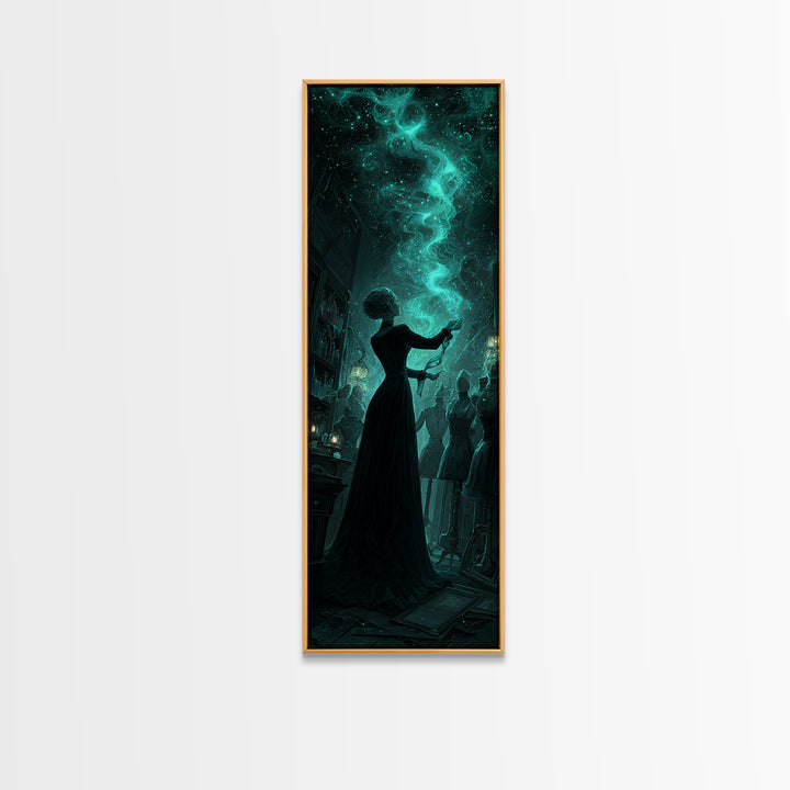 The Seamstress Of Living Nebulae, Tall Narrow Wall Art, Lovecraftian Horror Art, Framed Canvas Print, Halloween Wall Decor, Horror Wall Art
