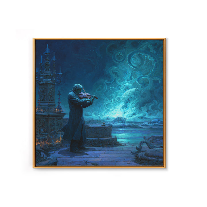 The Violinist Of The Drowned Moon, Square Wall Art, Haunted Gothic Art, Canvas Print, Halloween Wall Decor, Gothic Home Decor