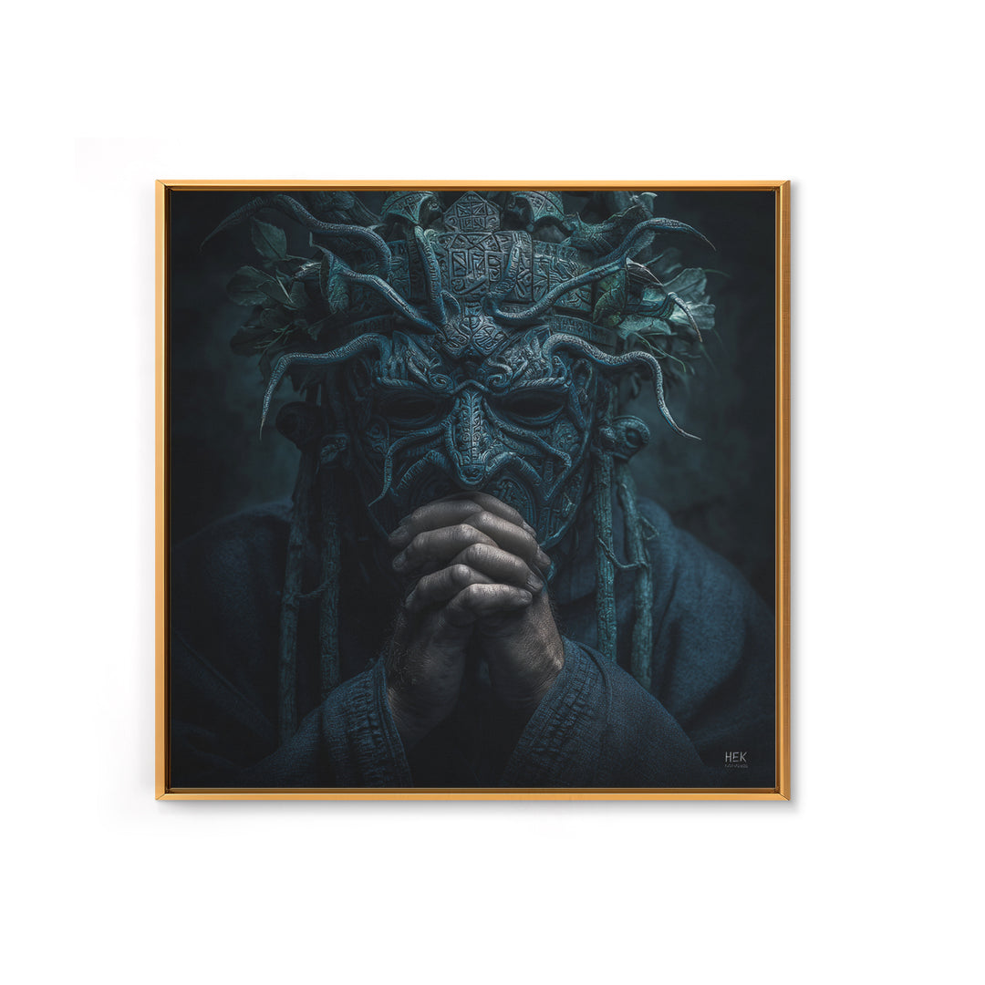 The Mask Of The Crawling God, Square Wall Art, Eldritch Gothic Decor, Canvas Print, Halloween Wall Decor, Gothic Home Decor, Horror Wall Art