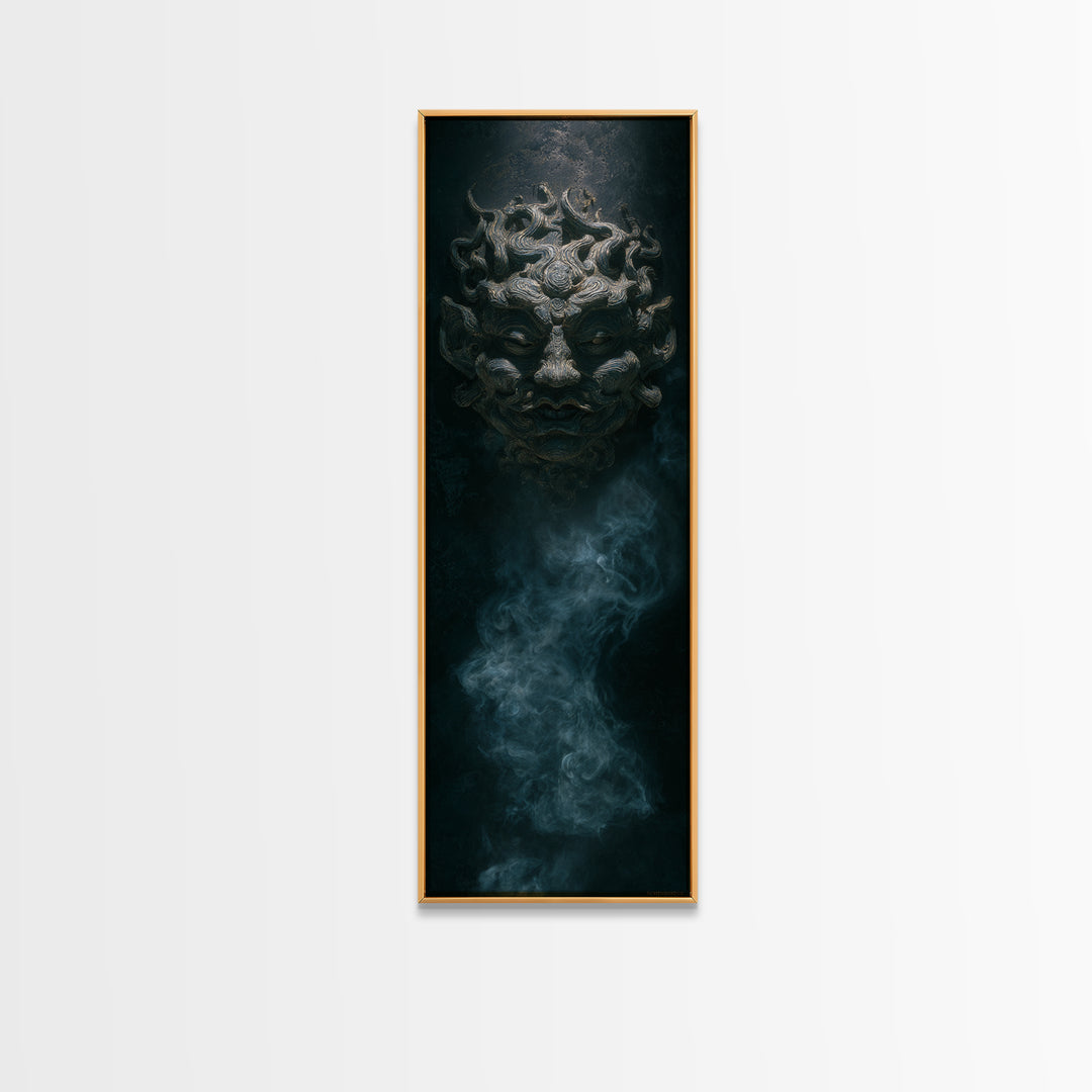 The Mask Of The Crawling God, Tall Narrow Wall Art, Macabre Wall Art, Canvas Print, Halloween Wall Decor, Gothic Home Decor, Halloween Decor